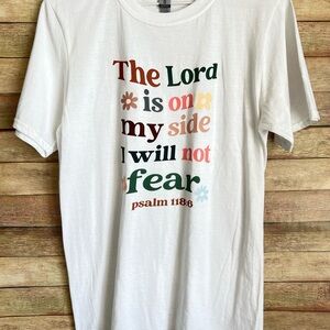 Gildan White Tee with Multicolor Inspirational Text